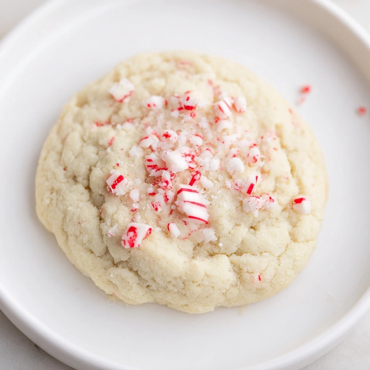 A plate of Soft Peppermint Cream Cheese Cookies, dusted lightly and ready to be enjoyed.