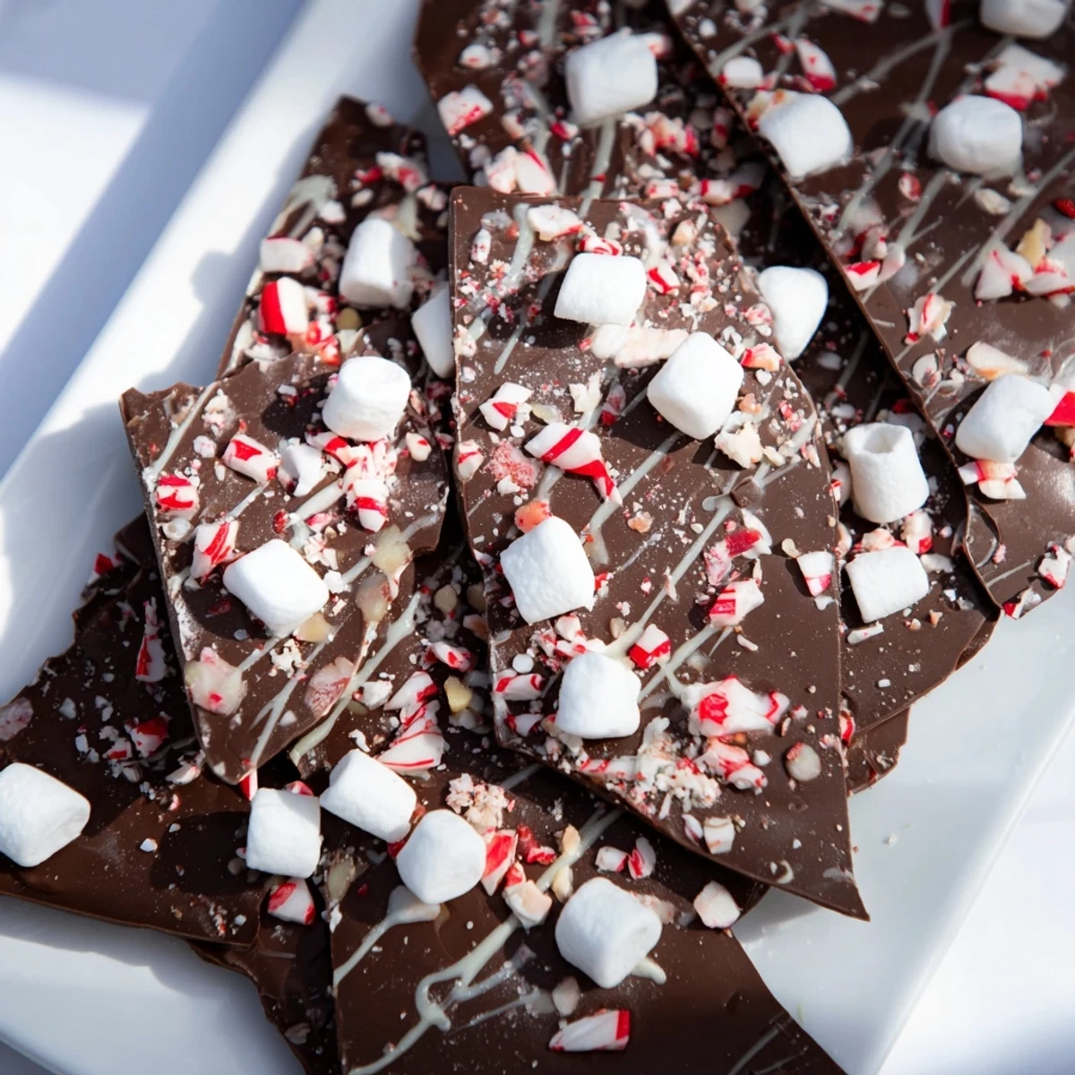 Vibrant, speckled 5-Minute Hot Chocolate Bomb Bark, showcasing a decadent mix of chocolate and festive sprinkles ready to serve.
