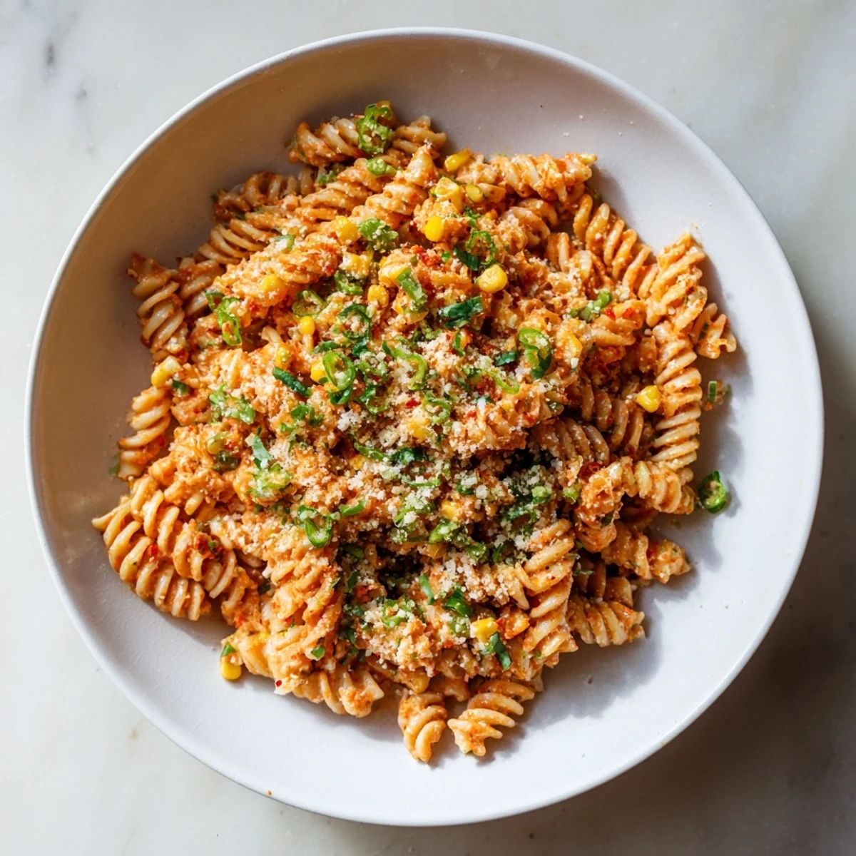 Bright image of a steamy bowl of One-Pot Mexican Street Corn Pasta, ready to be enjoyed.