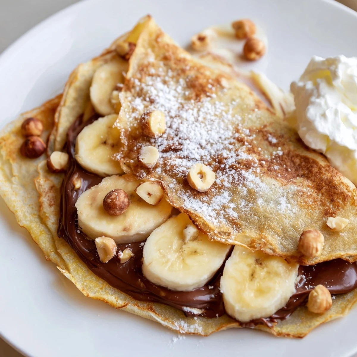 Golden, crispy Banana Nutella Wrap, filled with warm Nutella and sliced bananas, ready to enjoy.