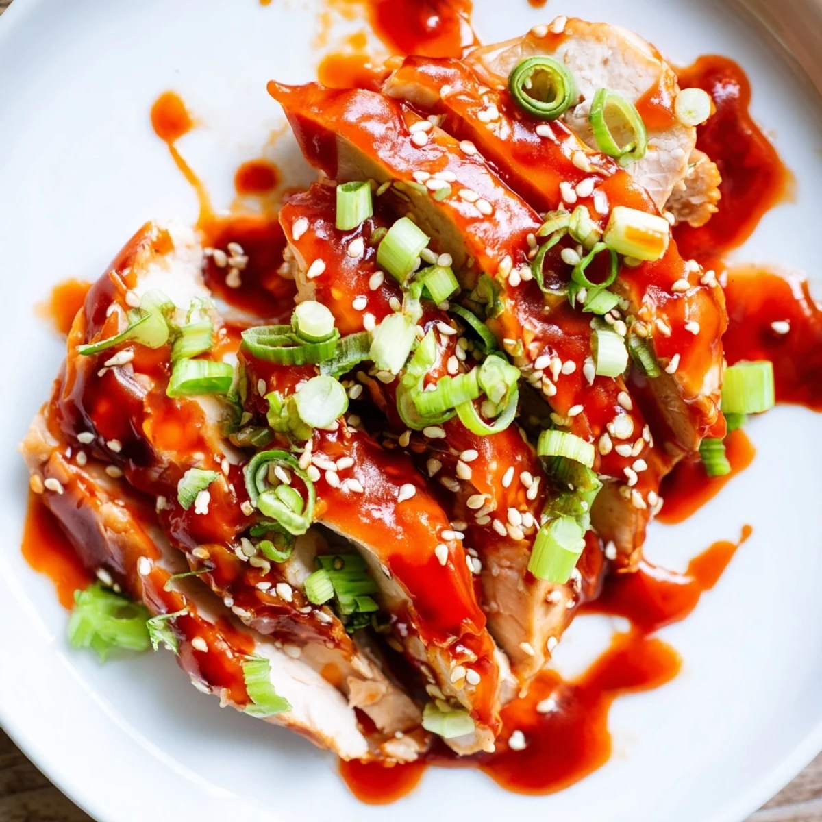 Sweet and Spicy Sriracha Honey Chicken: Glazed, tender chicken pieces glistening with that vibrant, spicy-sweet sauce.