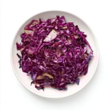 Warm, flavorful Bavarian red cabbage and apple dish, smelling of vinegar, ready to eat.