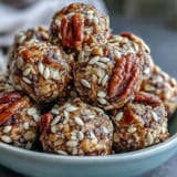 Wholesome nut-free energy balls made with oats, honey, and seeds, perfect for allergy-friendly snacking.