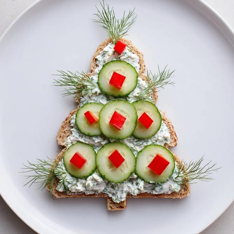 Festive Cucumber and Cream Cheese Tree Stacks appetizer, featuring vibrant green cucumber and creamy, herbed filling for a holiday treat.