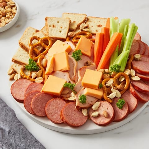 Get ready for the game with a vibrant tailgate party power stack brimming with savory ingredients and dips.