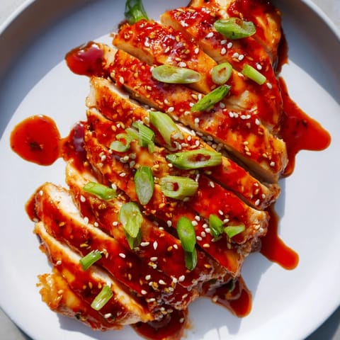 This Sweet and Spicy Sriracha Honey Chicken shows off succulent chicken coated in a thick, flavorful glaze.