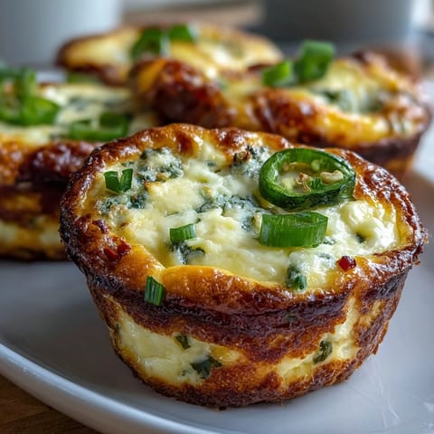 Keto jalapeño cheddar egg cups baked until golden with melty cheese and fresh jalapeño slices, perfect for a low-carb breakfast.