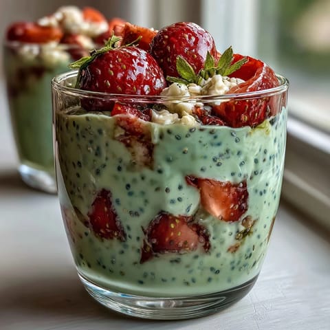 Strawberry Matcha Chia Oats