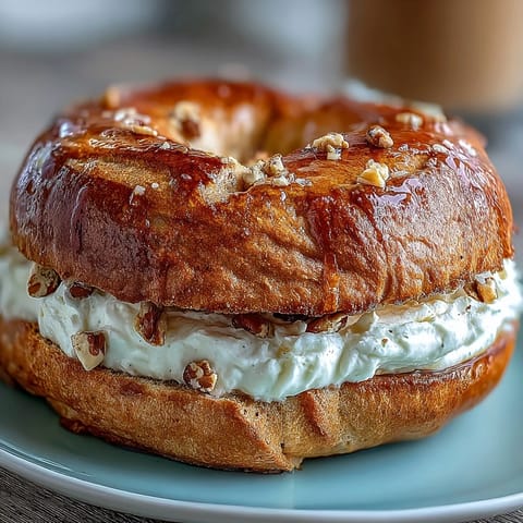 Soft, chewy whole wheat protein bagels drizzled with honey, served with a light, fluffy yogurt dip—perfect for a nourishing breakfast.