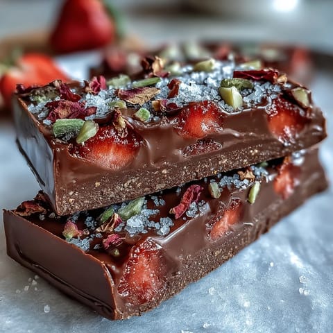 Dubai Chocolate Strawberry Bark with pistachios and edible gold leaf, perfect for a luxurious dessert platter.