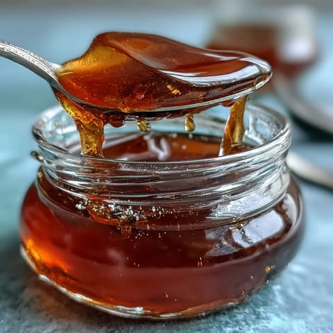 Dandelion Jelly in a glass jar, golden and glistening, spread on rustic whole grain toast with fresh berries on the side.