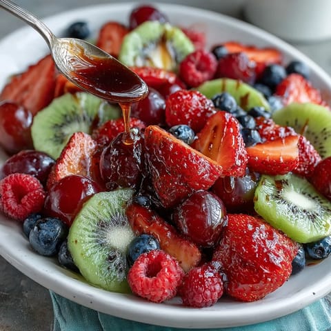 Spring Fruit Table Platter with Dipping Yogurt Sauce: Vibrant spring fruits artfully arranged on a platter with a creamy honey-yogurt dipping sauce, perfect for brunch or parties.