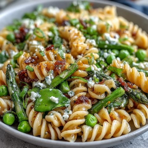 Colorful pasta salad featuring tender fusilli, fresh radishes, and baby spinach tossed with a zesty lemon vinaigrette for a light spring meal.