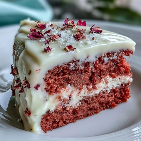 Elegant pink velvet cake with rosé wine, adorned with a shimmering gold drip for a luxurious bridal shower dessert.  