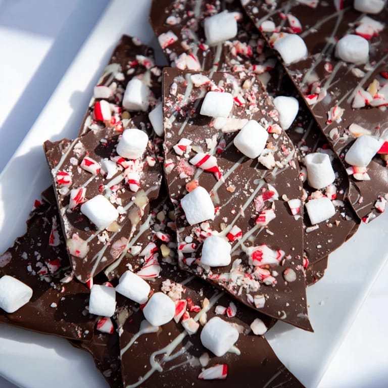 Vibrant, speckled 5-Minute Hot Chocolate Bomb Bark, showcasing a decadent mix of chocolate and festive sprinkles ready to serve.