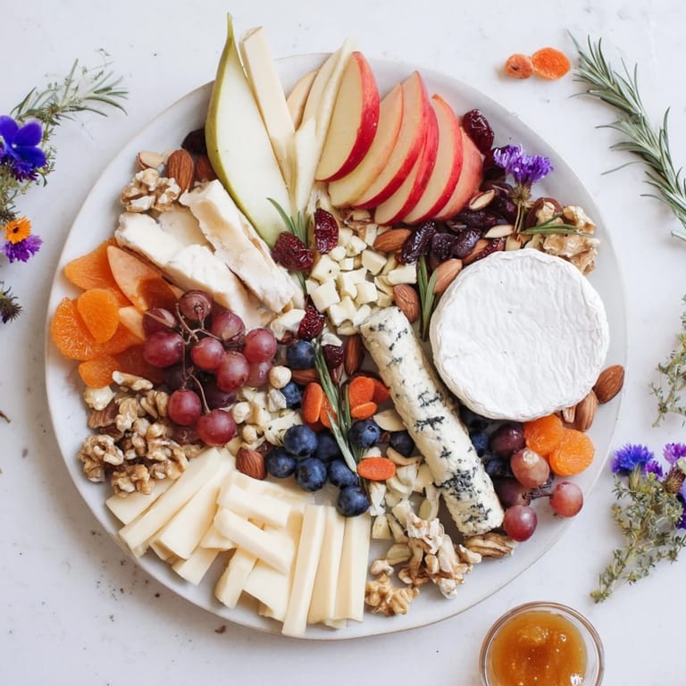 This festive Woodland Creature Cheese Platter includes rosemary "pine needles" around a cheese and fruit display.