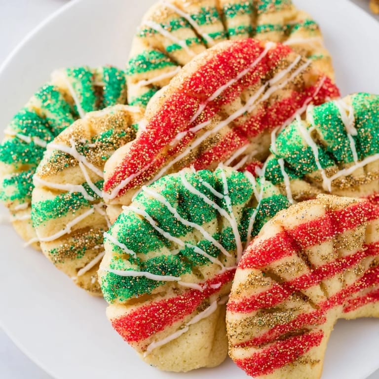 Buttery, golden spritz cookies, beautifully layered into a fan, ready to enjoy with coffee.