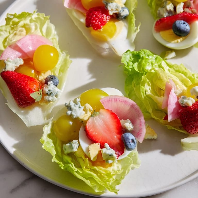 Enjoy a refreshing Baby Shower Pastel Palette Salad, featuring sweet grapefruit and juicy strawberries, perfect for brunch.