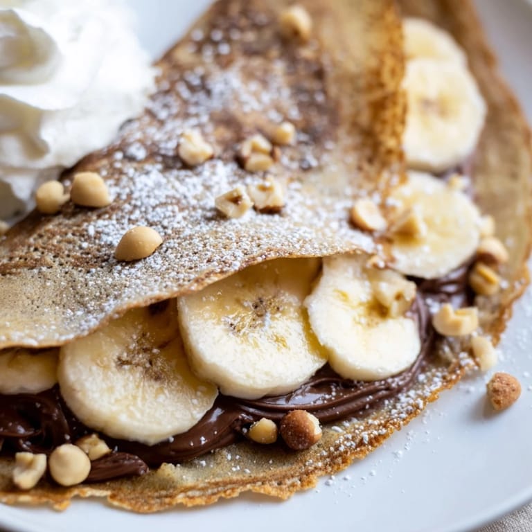 Folded tortilla dessert hack: a delicious view of the golden-brown Banana Nutella Wrap, ready to eat.