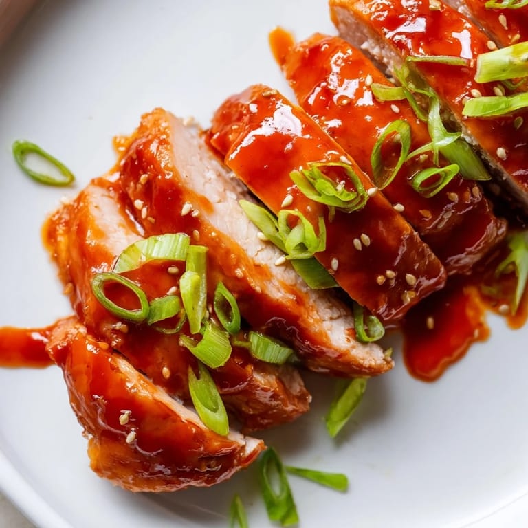 Enjoy the delicious aroma of this Sweet and Spicy Sriracha Honey Chicken, served with a sprinkle of sesame seeds.