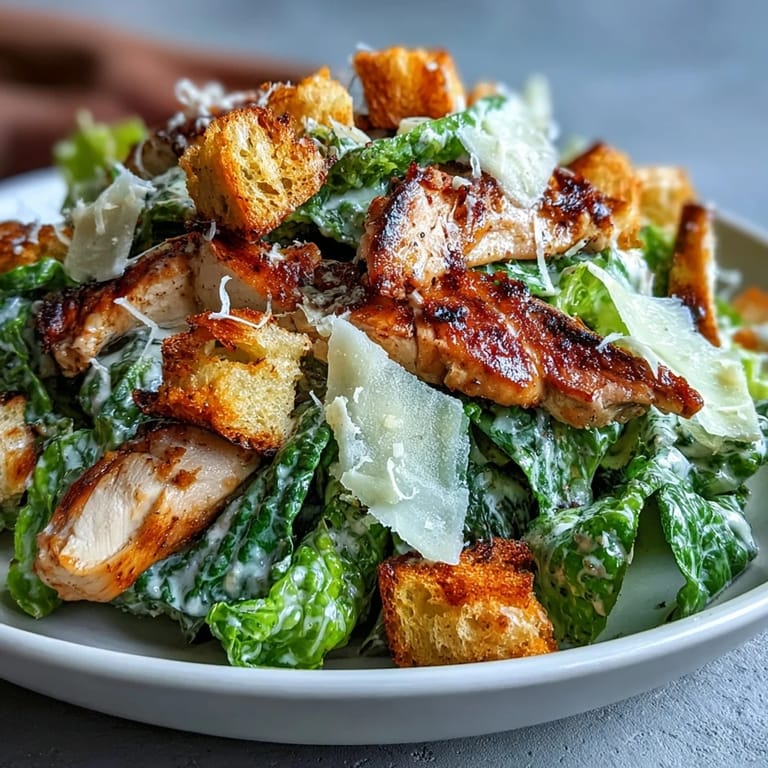 A vibrant Romaine Caesar Bowl featuring crunchy croutons, cherry tomatoes, and optional roasted chickpeas for a vegetarian twist.