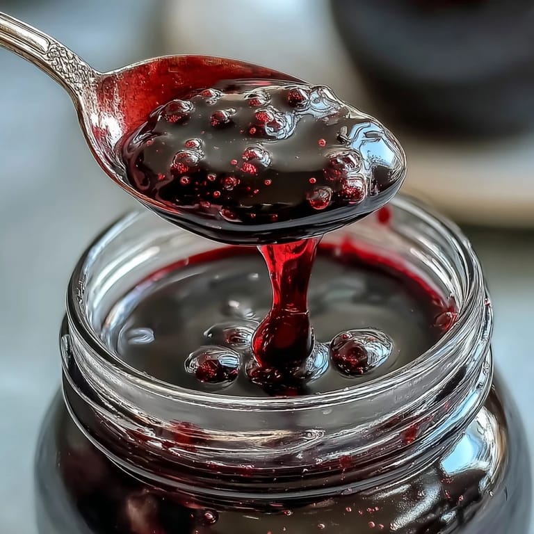 A small glass of sparkling water topped with Black Currant Syrup, a splash of citrus, and a stirring spoon.