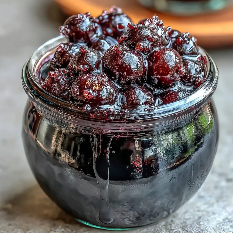 Easy Blackcurrant Liqueur chilling over ice cubes, ready for a sweet-tart cocktail hour.