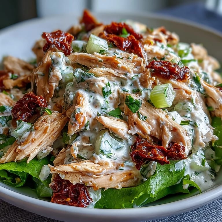 Sun-Dried Tomato Chicken Salad served with buttery crackers and pita bread, ready for a quick and easy workday meal.