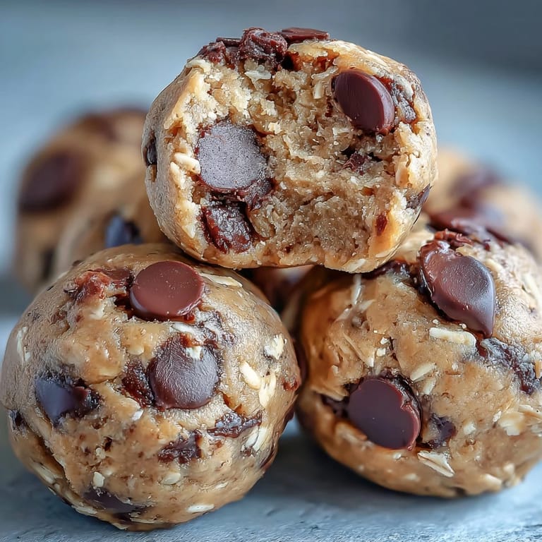 Homemade Vegan Chickpea Cookie Dough Bites in a white bowl, perfect for a wholesome snack or dessert.