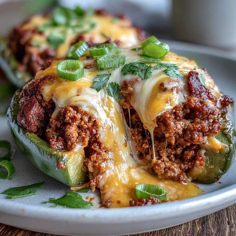 Savory Tex-Mex ground beef mixture packed into fresh bell peppers, topped with gooey melted cheddar for a keto-friendly dinner.  