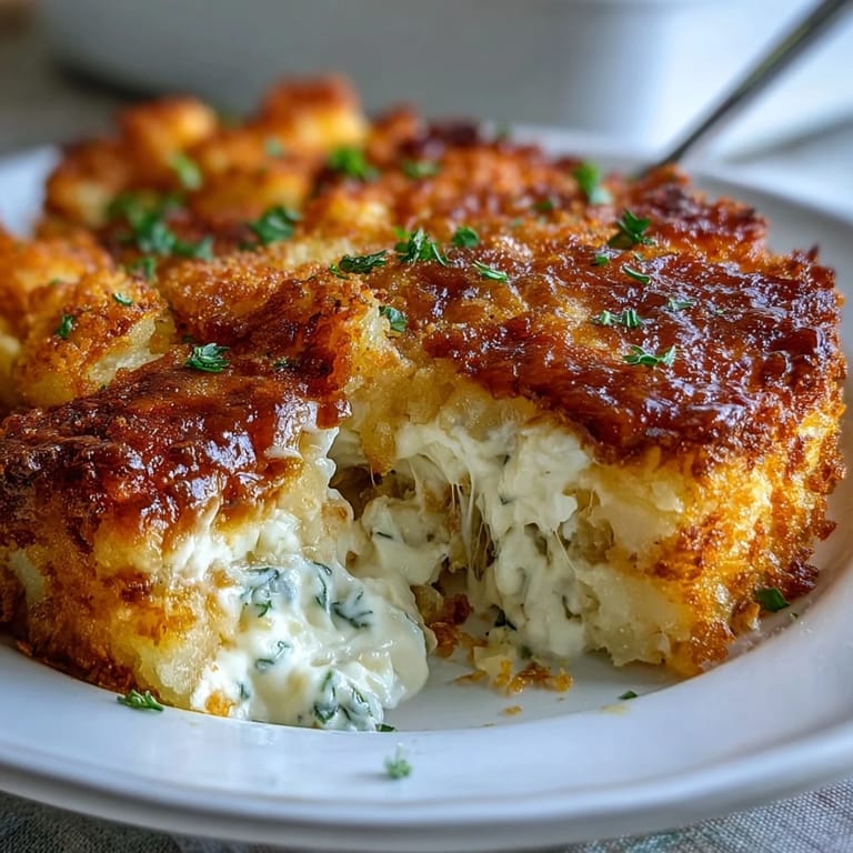 Creamy, comforting funeral potatoes casserole topped with golden shredded hashbrowns, ideal for holidays or weeknight dinners.