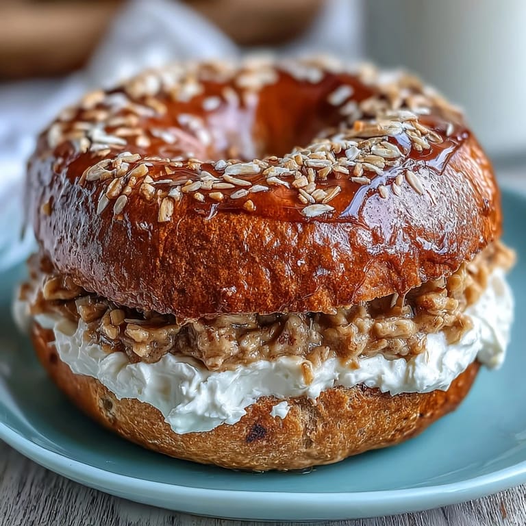 Freshly baked honey whole wheat protein bagels with a fluffy yogurt dip, offering a wholesome and delicious start to your day.