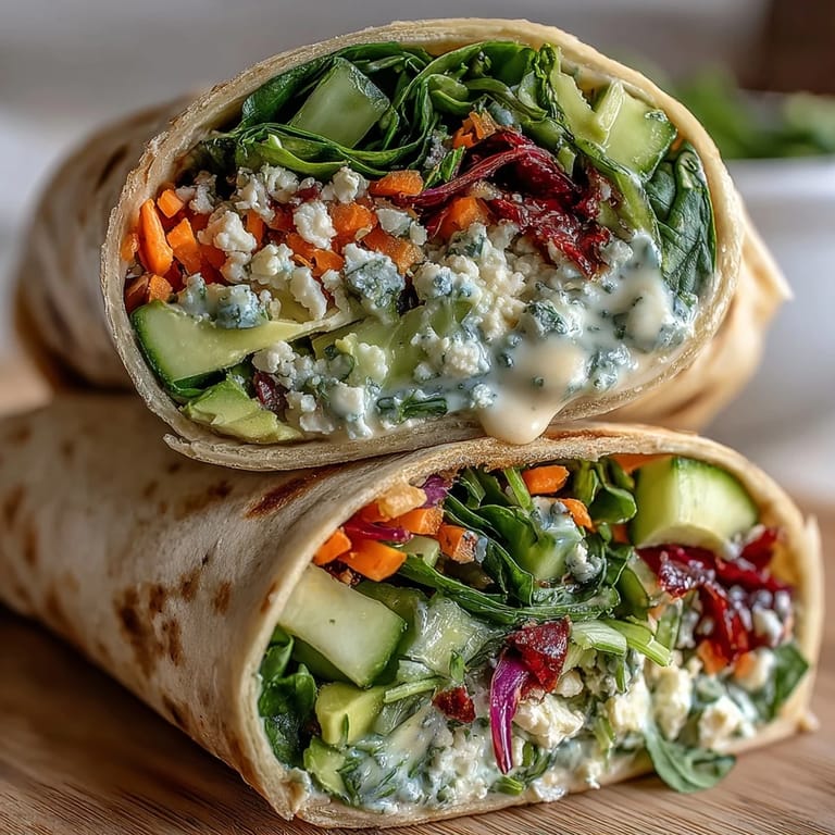 Healthy picnic wraps layered with fresh spinach, shredded veggies, and tangy lemon aioli, wrapped in soft flour tortillas.