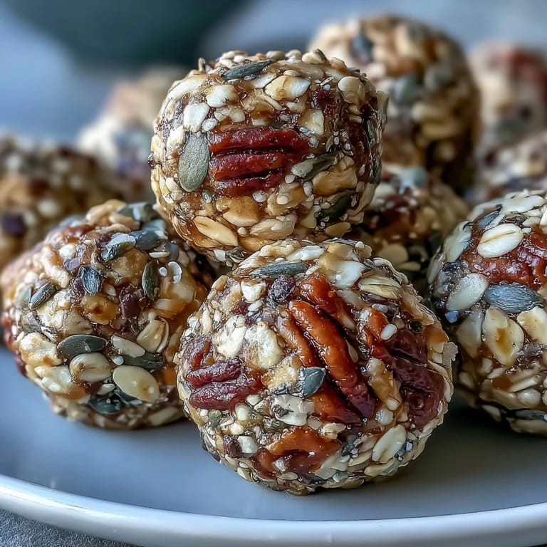 Hand-rolled oat and honey energy balls with sunflower and pumpkin seeds, a tasty nut-free treat for kids and adults.