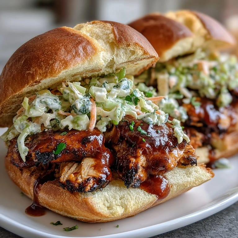 Juicy shredded BBQ chicken and crisp coleslaw combine for the ultimate summer slider perfect for backyard celebrations.  