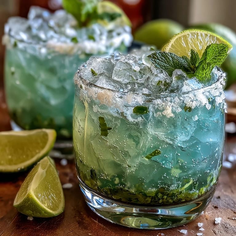 Citrusy Cinco de Mayo Margarita Mocktail, rimmed with zesty lime salt and topped with chilled sparkling water.