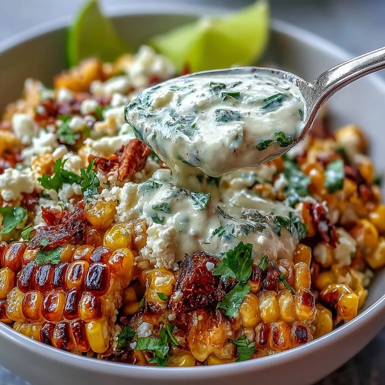 Vibrant Mexican street corn salad featuring sweet charred corn, spicy jalapeño, and crumbly Cotija cheese, drizzled with creamy chili-lime dressing.