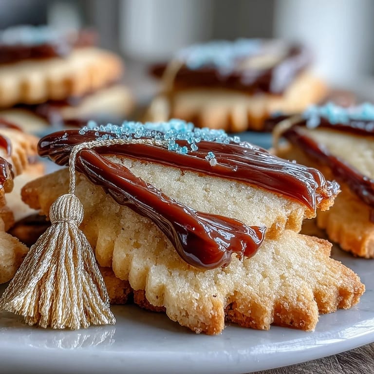 Sweet sugar cookies shaped like diplomas and caps; a joyous graduation celebration treat.