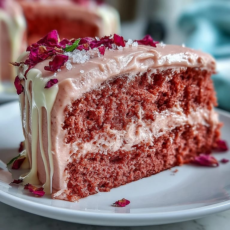 Stunning rosé-infused velvet cake with creamy buttercream and edible gold accents, perfect for a sophisticated wedding celebration.  