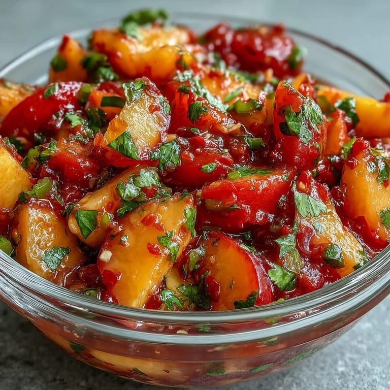 Colorful peach jalapeño salsa brightens grilled fish dinner with a sweet kick.