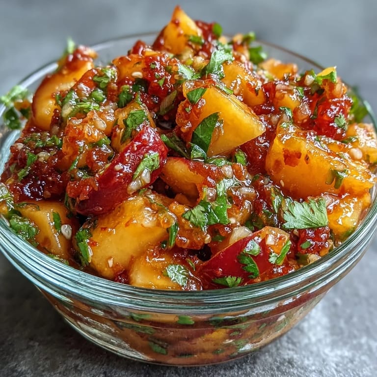 Sweet and spicy peach jalapeño salsa, a perfect side for BBQ fish.