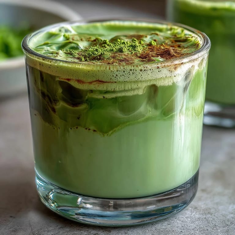 Enjoy this easy, vegan matcha oat milk latte, a visually stunning and refreshing drink.