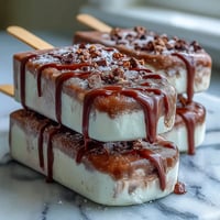 Vanilla Bean Frappuccino Fudge Pops with a creamy coffee-vanilla swirl and rich chocolate fudge base.  