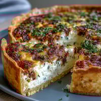Spring Brunch Quiche with Leeks and Gruyere: A golden, flaky quiche filled with sautéed leeks and melted Gruyere cheese, perfect for a savory spring brunch.