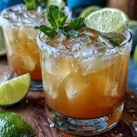 A refreshing Cinco de Mayo Margarita Mocktail with a salted lime rim, served over ice with sparkling water.