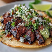 Juicy carne asada piled high for a festive Cinco de Mayo street taco bar.