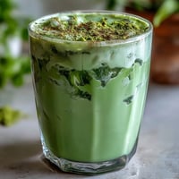 Vibrant matcha oat milk latte, a creamy, natural green beverage perfect for a healthy boost.